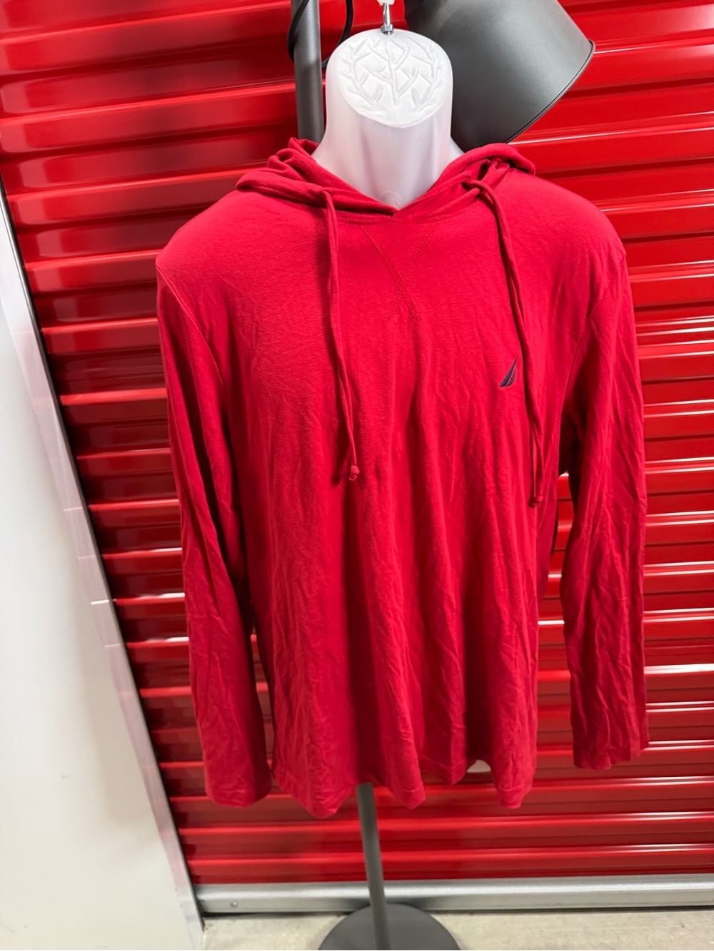 Náutica Men's Red Hooded Long-Sleeve Shirt